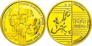 Belgium 100 Euro, Gold, 2002, founding ... 