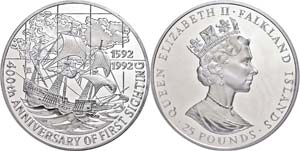Münzen Falklandinseln 25 Pounds, 5 Unzen ... 