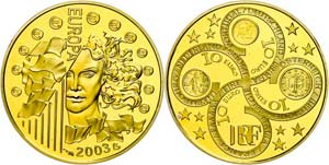 Frankreich 10 Euro, Gold, 2003, Europa, Fb. ... 