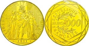 France 1000 Euro, Gold, 2011, Hercules ... 