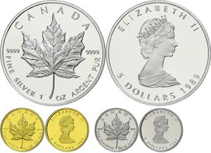 Kanada Jubiläumsset zu 5 Dollars Gold (Fb. ... 