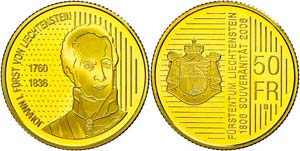 Liechtenstein 50 Franc, Gold, 2006, 200 ... 