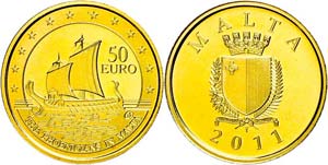 Malta 50 Euro, Gold, 2011, Phoenician ... 