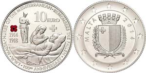 Malta 10 Euro, 2014, 100 Jahre I. Weltkrieg, ... 