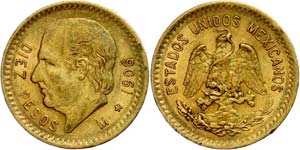 Coins Mexiko 10 Peso, Gold, 1906, Hidalgo, ... 