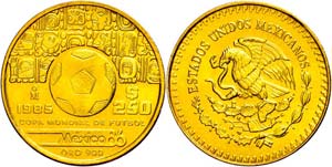 Mexiko 250 Pesos, Gold, 1985, Fußball WM, ... 