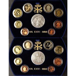 Vatikanstaat 1 Cent bis 2 Euro, 2002, ... 