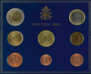 Vatican 1 cent to 2 Euro, 2002, Euro-KMS, ... 