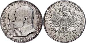 Hesse 5 Mark, 1904, Ernst Ludwig with ... 
