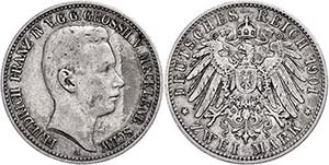 Mecklenburg-Schwerin 2 Mark, 1901, Friedrich ... 