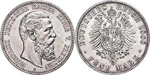 Prussia 2 Mark, 1888, Friedrich III., small ... 