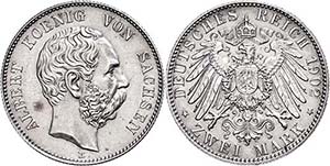 Saxony 2 Mark, 1902, Albert, f. St., ... 