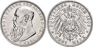 Saxony-Meiningen 3 Mark, 1908, Georg II., ... 