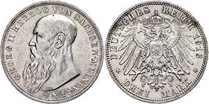 Sachsen-Meiningen 3 Mark, 1913, Georg II., ... 