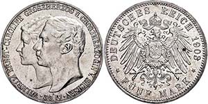 Saxony-Weimar-Eisenach 5 Mark, 1903, Wilhelm ... 