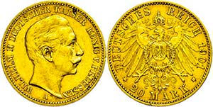 Preußen Goldmünzen 20 Mark, 1901, Wilhelm ... 