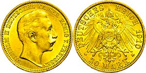 Preußen Goldmünzen 20 Mark, 1910, A, ... 