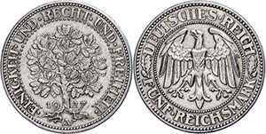 Münzen Weimar 5 Reichsmark, 1927, A, ... 