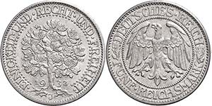Münzen Weimar 5 Reichsmark, 1932, J, ... 