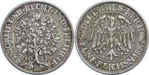 Münzen Weimar 5 Reichsmark, 1933, J, ... 