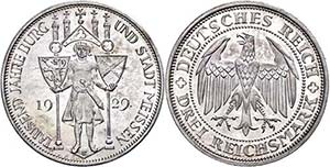 Münzen Weimar 3 Reichsmark, 1929, Meißen, ... 