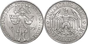 Münzen Weimar 5 Reichsmark, 1929, Meißen, ... 