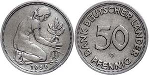 Münzen Bund ab 1946 50 Pfennig, 1950, G, ... 