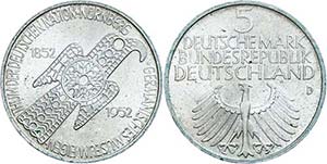 Münzen Bund ab 1946 5 Mark, 1952, ... 