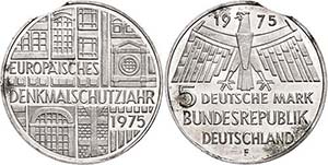 Münzen Bund ab 1946 5 Mark, 1975, ... 