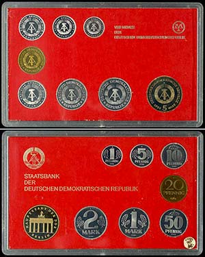 DDR Kursmünzensätze 1  Pfennig bis 5 Mark, ... 