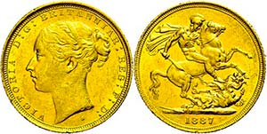 Australien Pound, Gold, 1887, Victoria, ... 