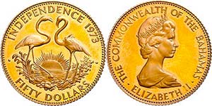 Bahamas 50 Dollars, Gold, 1973, ... 