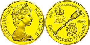 Münzen Bermudas 100 Dollars, Gold, 1975, ... 