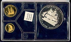 Münzen Bermudas Set zu 25 Penny Silber und ... 