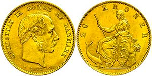 Dänemark 20 Kronen, Gold, 1873, Christian ... 