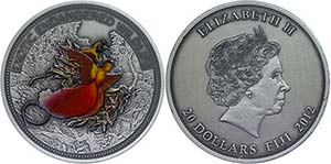 Fidschi 20 Dollars, 2012, Paradiesvogel, 2 ... 