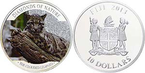 Fiji 10 Dollars, 2013, leopard, 1 oz silver, ... 