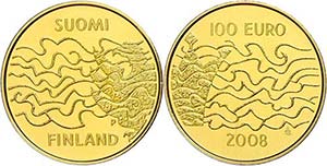 Finland 100 Euro, Gold, 2008, 200. ... 