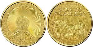Finland 100 Euro, Gold, 2017, a hundred ... 