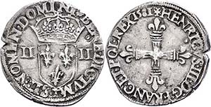 Frankreich Quart décu croix de face, 1581, ... 