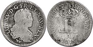 France 20 Sols, 1720, louis XV., Gadoury 296 ... 