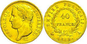 France 40 Franc, Gold, 1812, Napoleon, A ... 