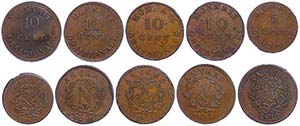 France France / ANTWERPEN, 1 x 5 cent and 4 ... 