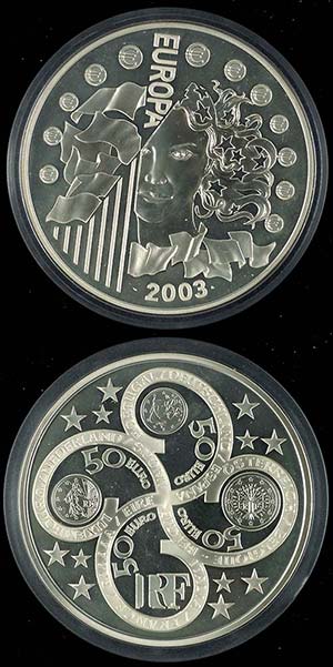 France 50 Euro, 1 Kg silver, 2003, European ... 