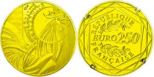 France 250 Euro, Gold, 2015, national ... 
