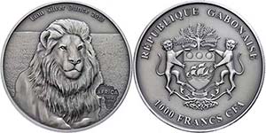 Gabon 1.000 Franc, 2013, Africa - lion, 1 ... 