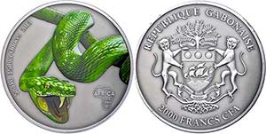 Gabon 2.000 Franc, 2013, Africa - snake, 3 ... 
