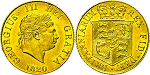 Great Britain 1 / 2 sovereign, Gold, 1820, ... 