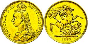 Great Britain 2 Pounds, Gold, 1887, ... 