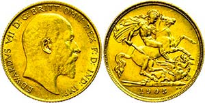 Great Britain 1 / 2 sovereign, Gold, 1905, ... 